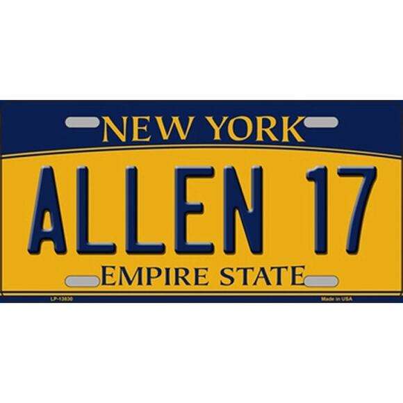 NFL Buffalo Bills License Plate Aleen 17 Tag Metal Yellow  Sign Retro NY Logo - Picture 3 of 3
